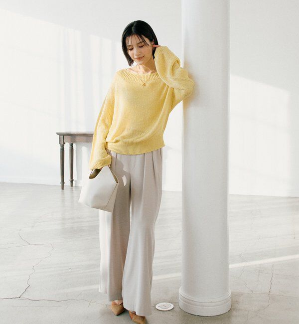  「【ウォッシャブル】【シーズンレスで使える】タックワイドスラックス」|チノ|