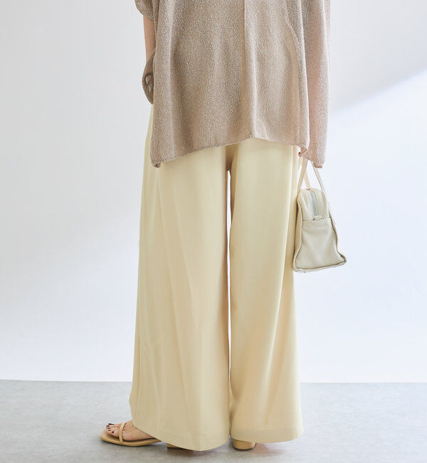  「【ウォッシャブル】【シーズンレスで使える】タックワイドスラックス」|チノ|