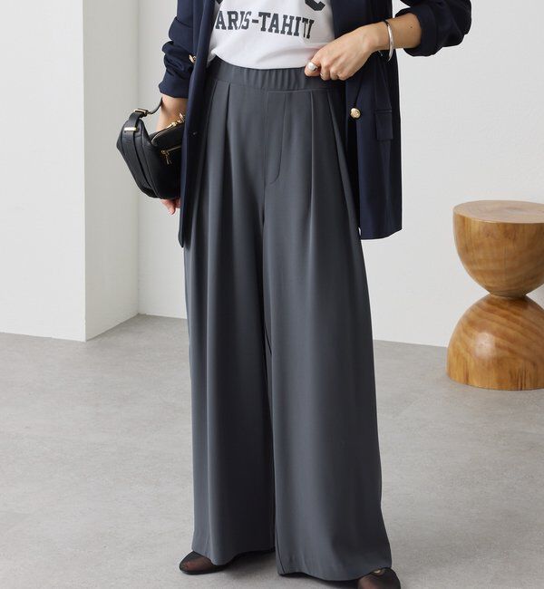  「【ウォッシャブル】【シーズンレスで使える】タックワイドスラックス」|チノ|