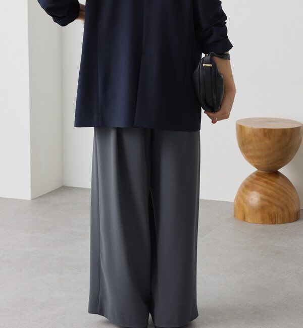  「【ウォッシャブル】【シーズンレスで使える】タックワイドスラックス」|チノ|