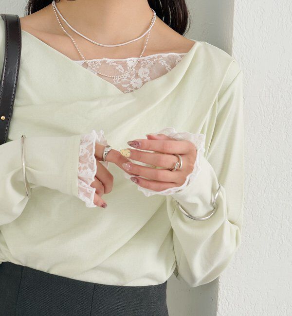  「レースドッキングオフショルロンT」|Tシャツ・カットソー|