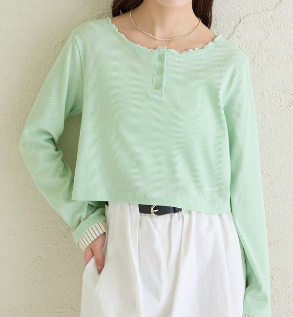 「ヘンリーネックチビロンT」|Tシャツ・カットソー|グリーン