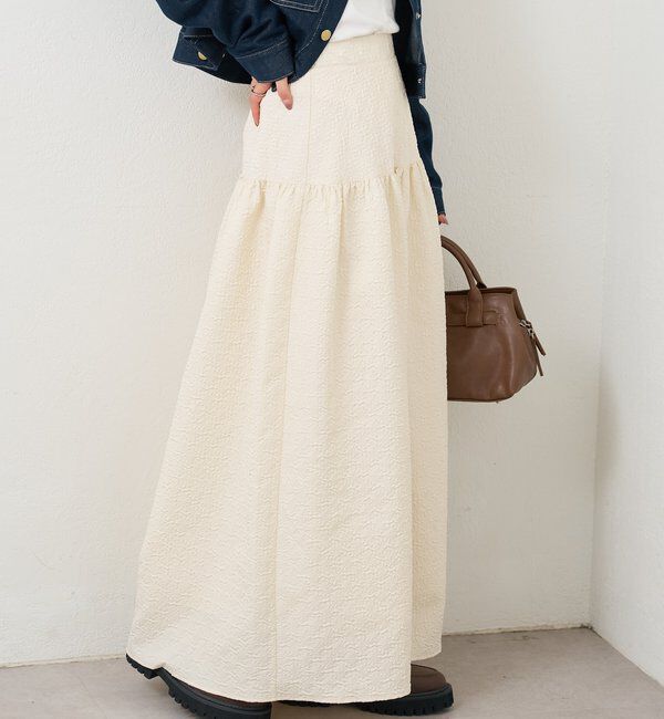  「エンボスギャザースカート」|スカート|