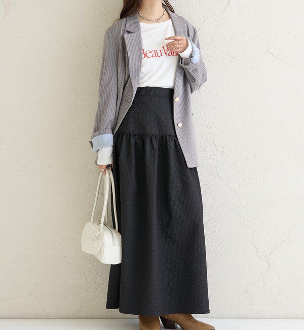  「エンボスギャザースカート」|スカート|