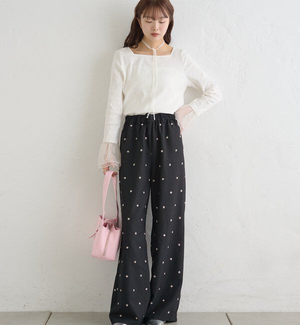  「袖口チュールロンT」|Tシャツ・カットソー|