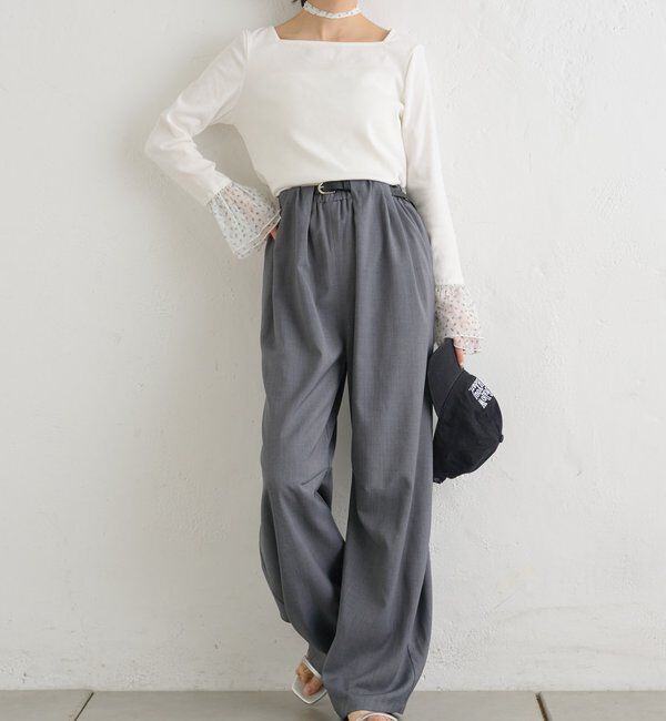  「袖口チュールロンT」|Tシャツ・カットソー|