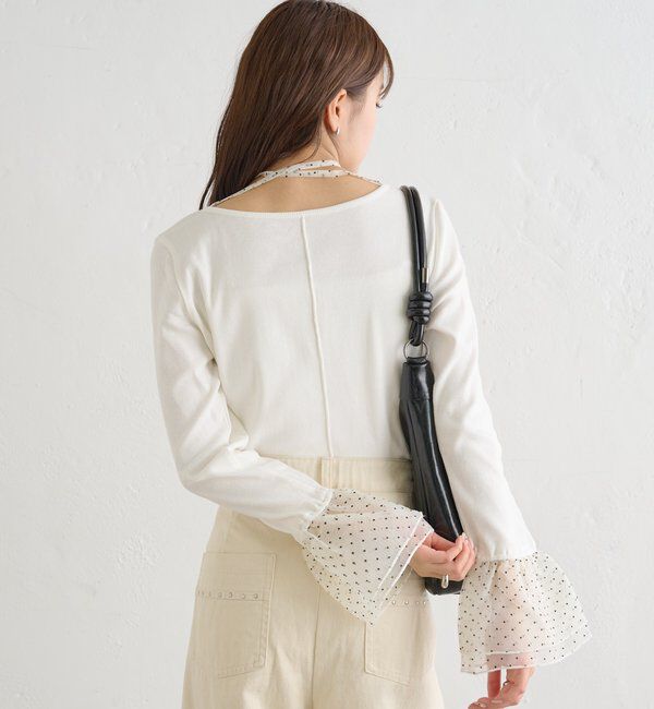  「袖口チュールロンT」|Tシャツ・カットソー|