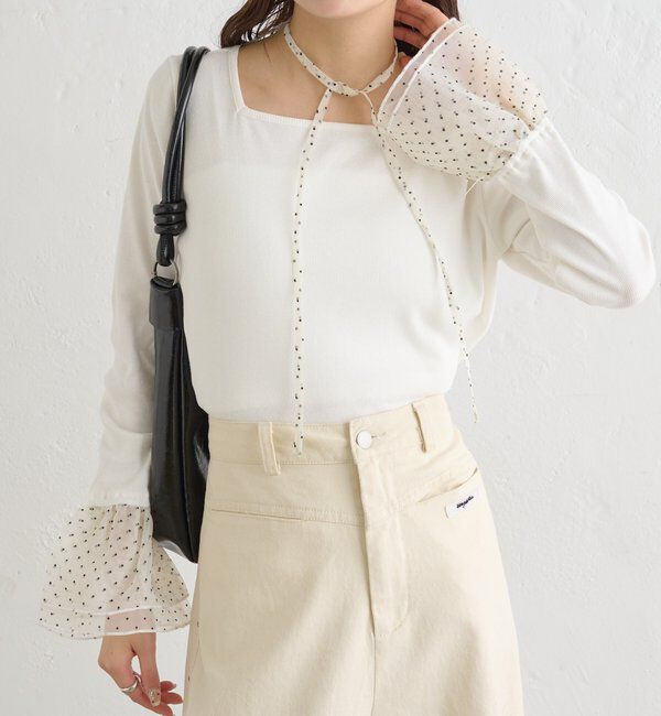  「袖口チュールロンT」|Tシャツ・カットソー|