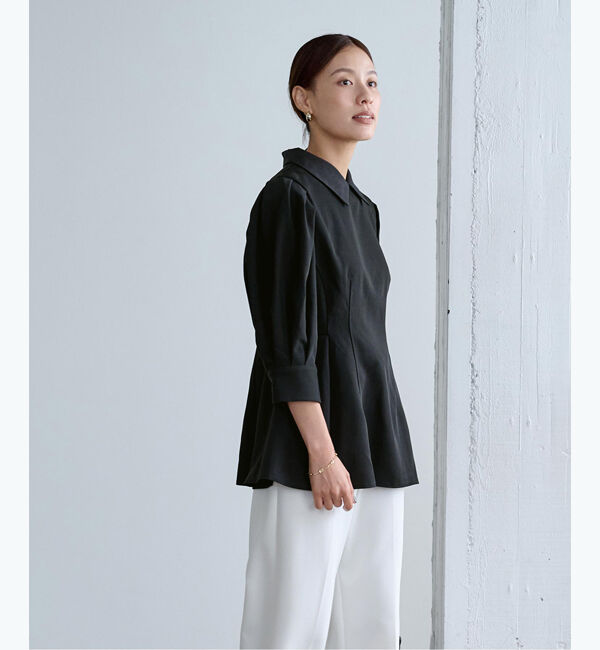 ur's「【星玲奈さんコラボアイテム】2way襟付タックペプラムトップス」|Tシャツ・カットソー|