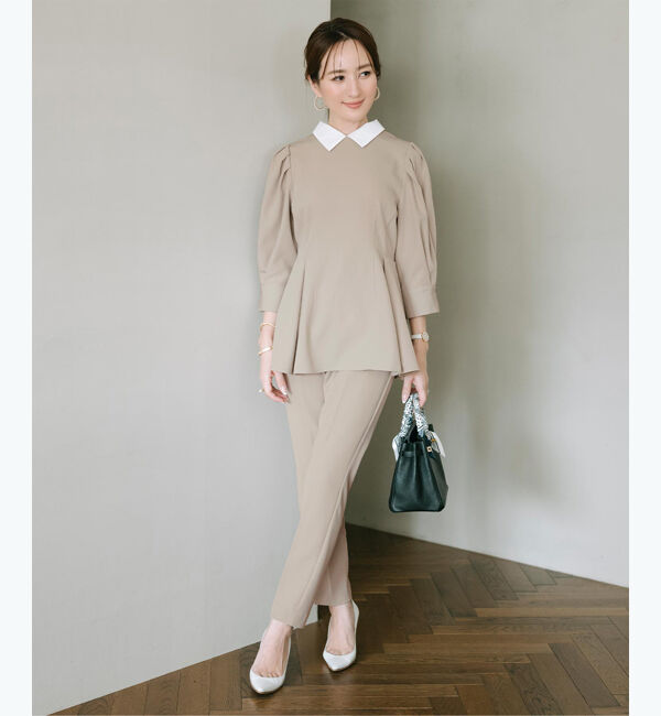 ur's「【星玲奈さんコラボアイテム】2way襟付タックペプラムトップス」|Tシャツ・カットソー|