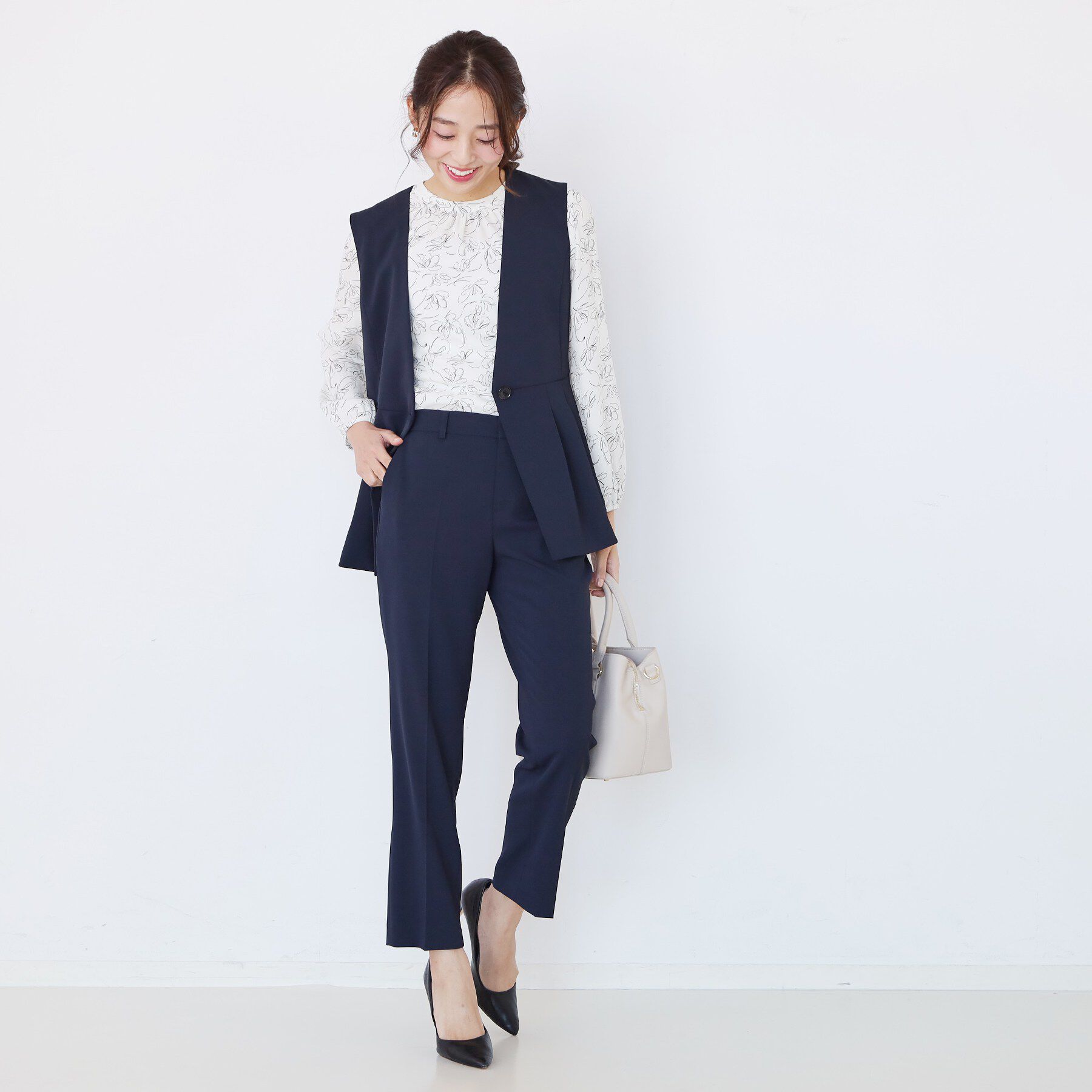 COUP DE CHANCE「【手洗い可／日本製】花柄モックネックブラウス」|シャツ・ブラウス|