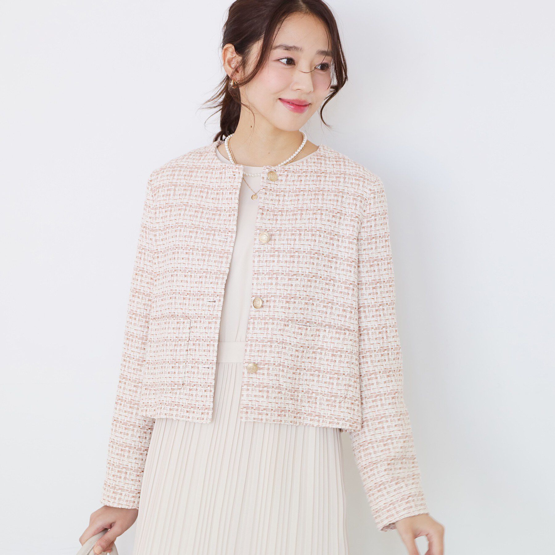 COUP DE CHANCE「【ON/OFF着回し】カラーツイードジャケット」|ノーカラージャケット|