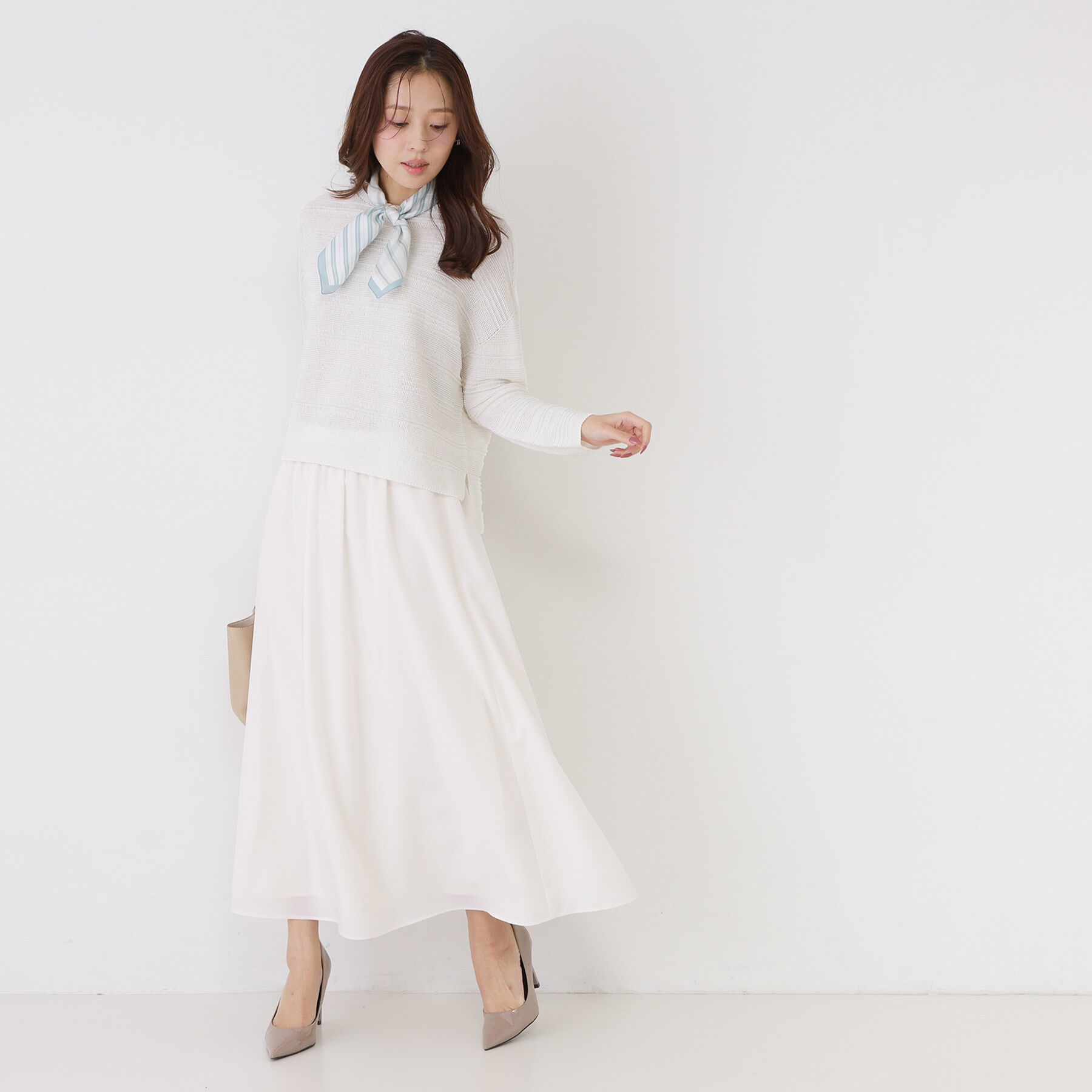 COUP DE CHANCE「【手洗い可／日本製／無縫製／和紙使用】地柄ボーダーのニットトップス」|ニット・セーター|