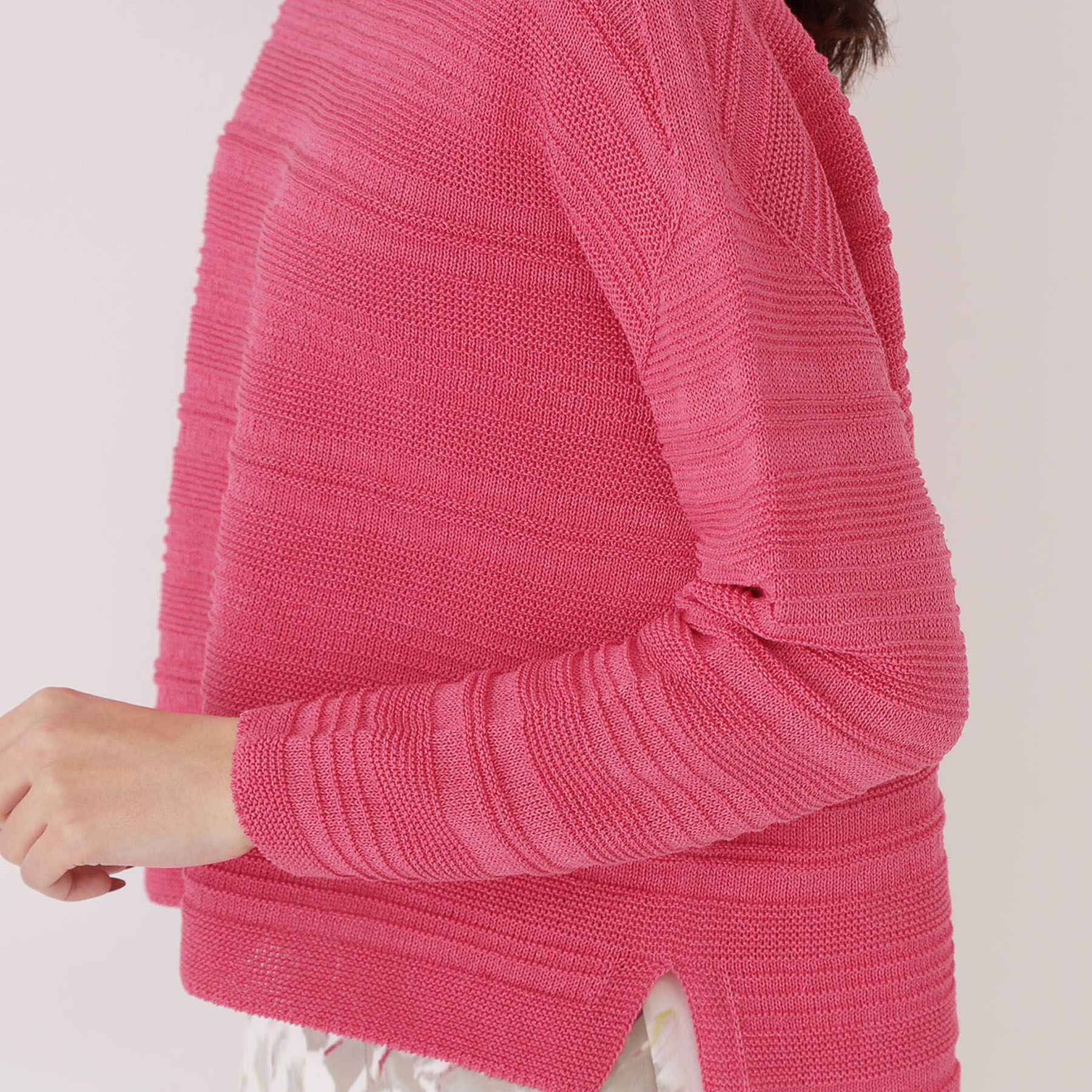 COUP DE CHANCE「【手洗い可／日本製／無縫製／和紙使用】地柄ボーダーのニットトップス」|ニット・セーター|