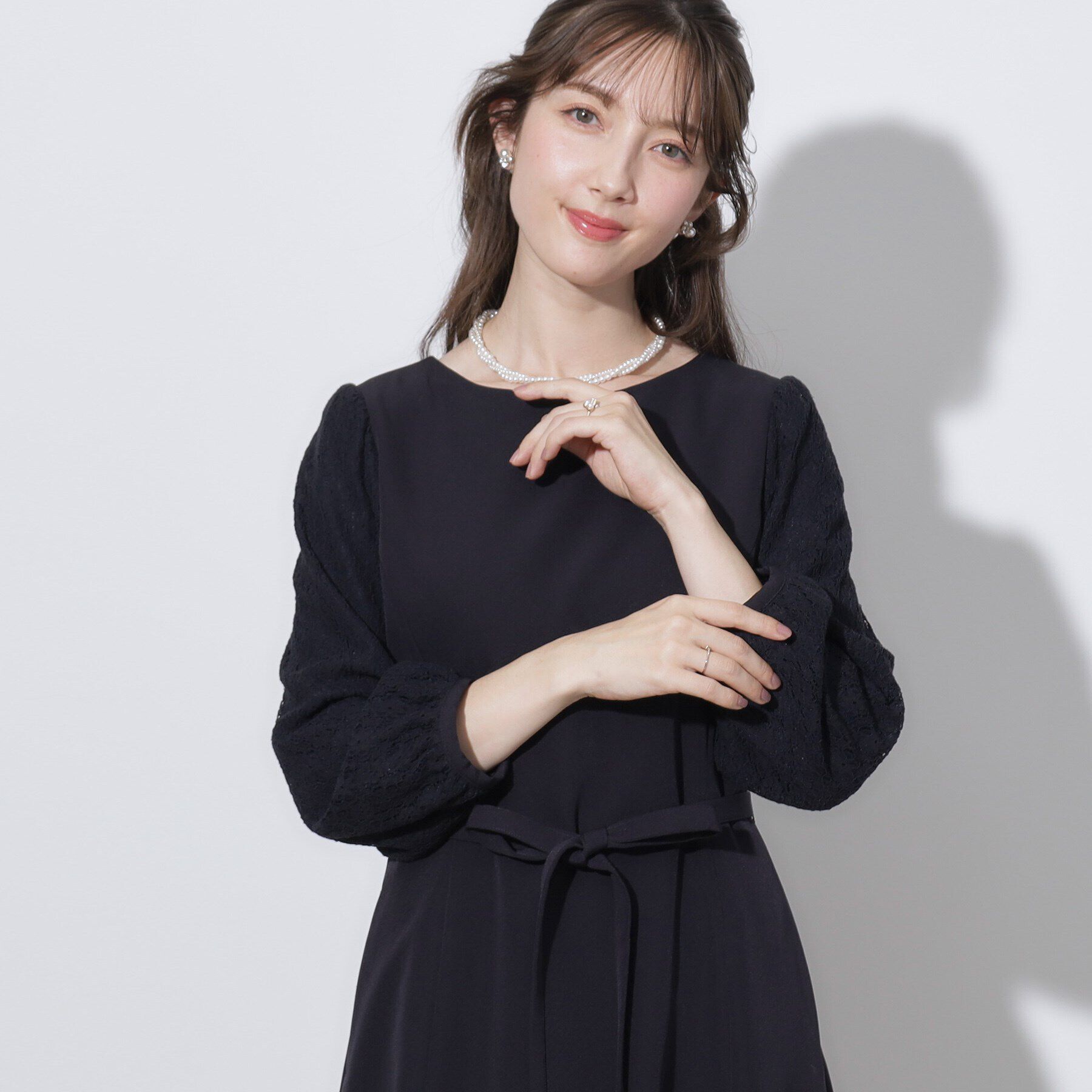 Couture broach「【セレモニーシーン・おでかけにも】袖レースAラインワンピース」|ワンピース|