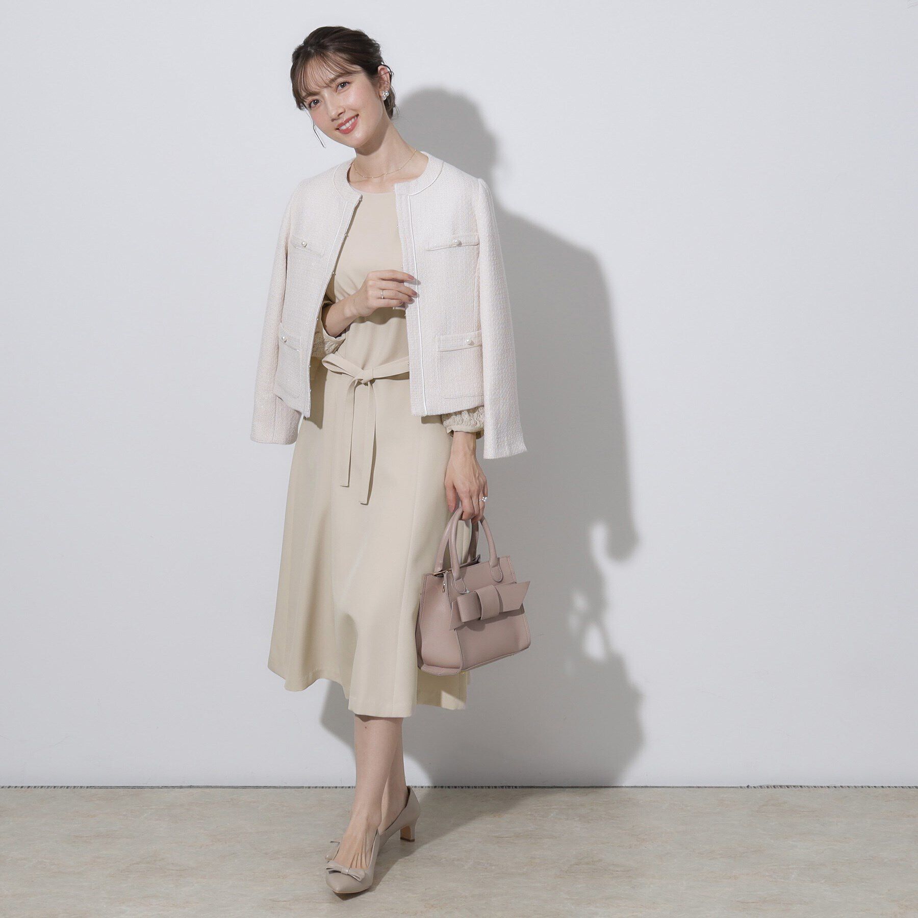 Couture broach「【セレモニーシーン・おでかけにも】袖レースAラインワンピース」|ワンピース|