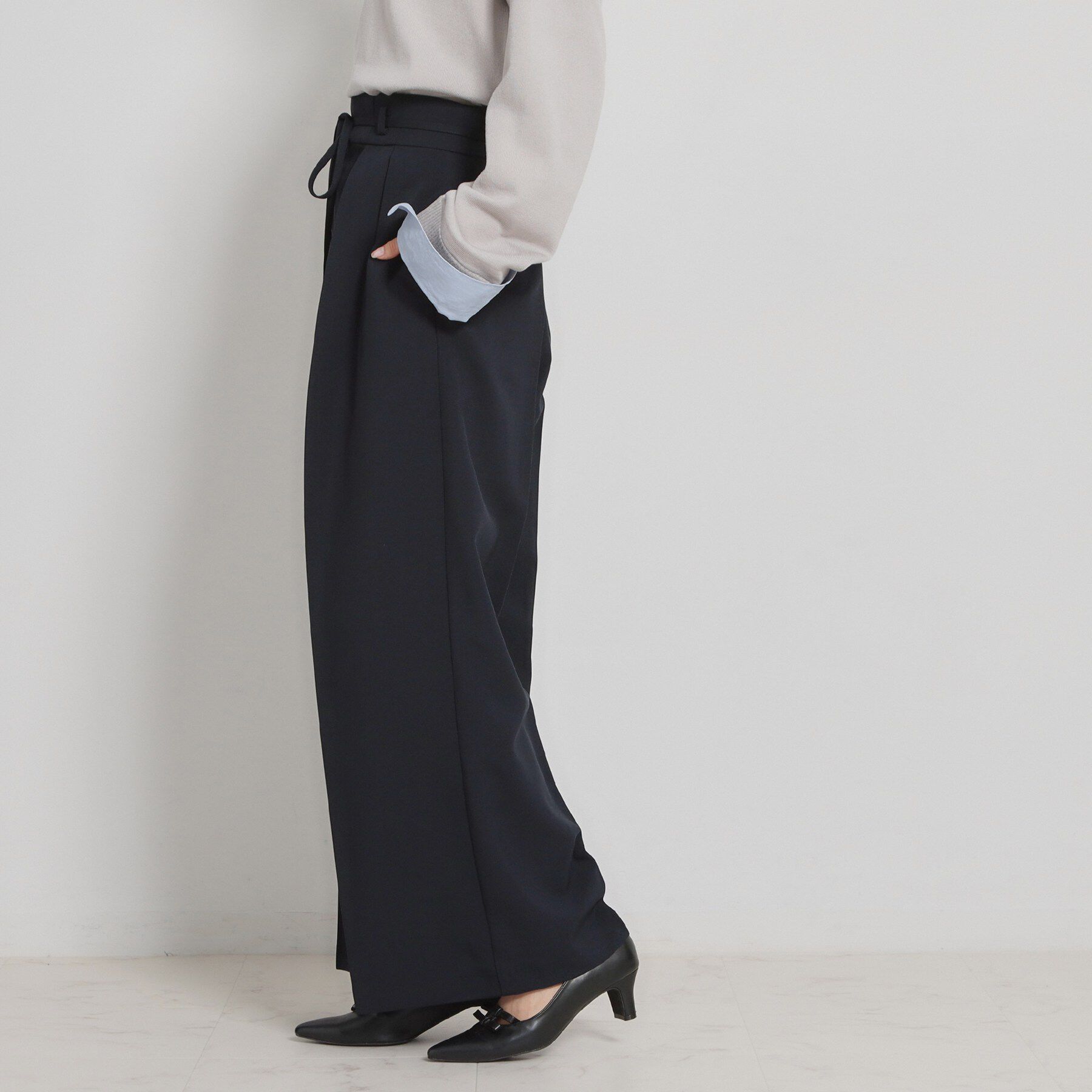 Couture broach「細リボンデザインタックワイドパンツ」|その他|