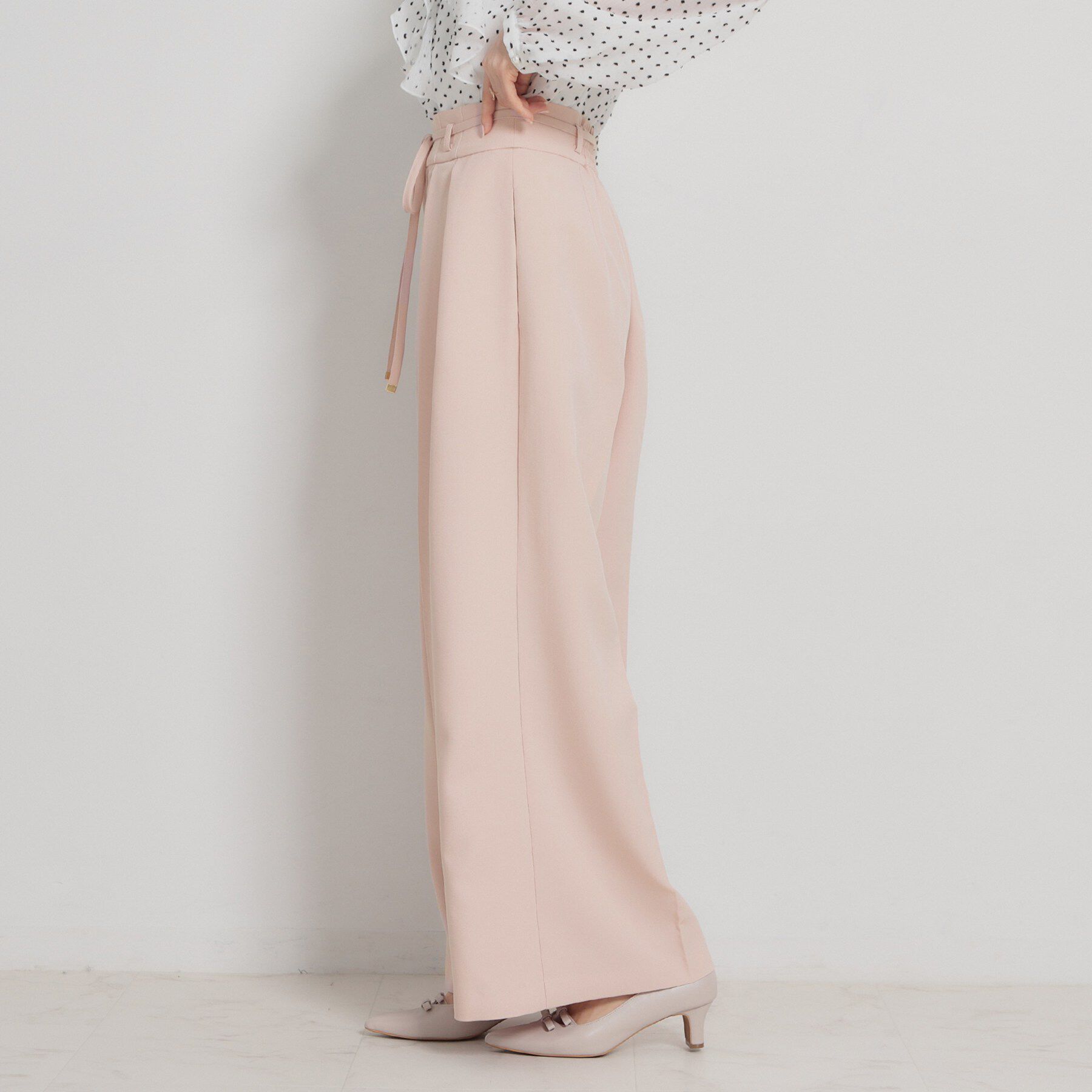 Couture broach「細リボンデザインタックワイドパンツ」|その他|