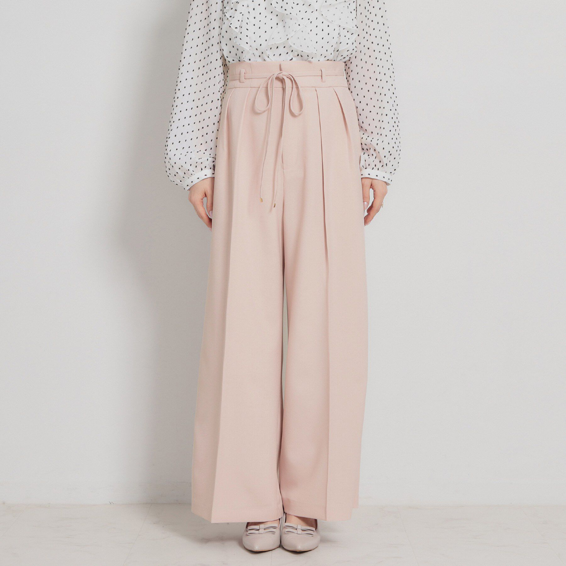 Couture broach「細リボンデザインタックワイドパンツ」|その他|