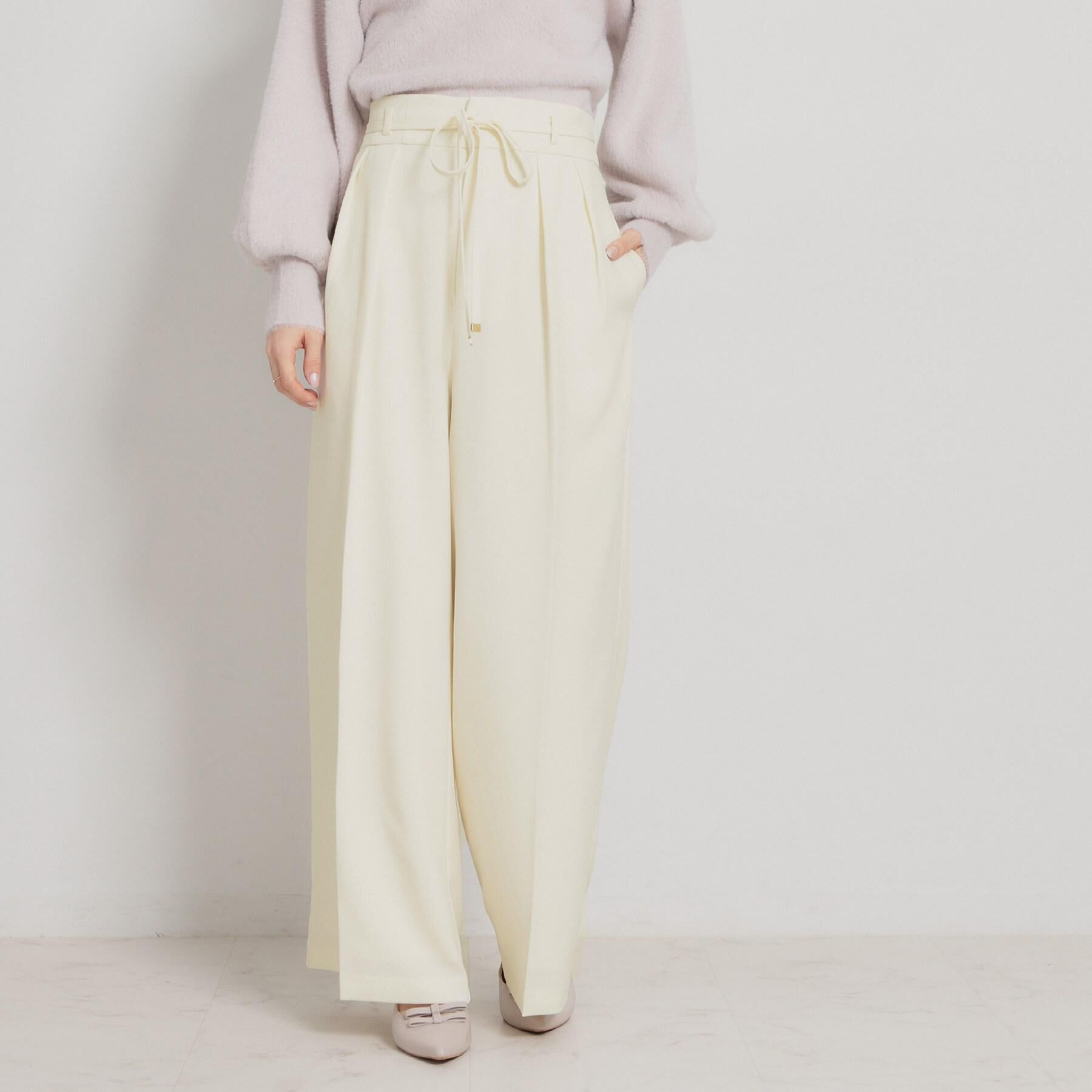 Couture broach「細リボンデザインタックワイドパンツ」|その他|