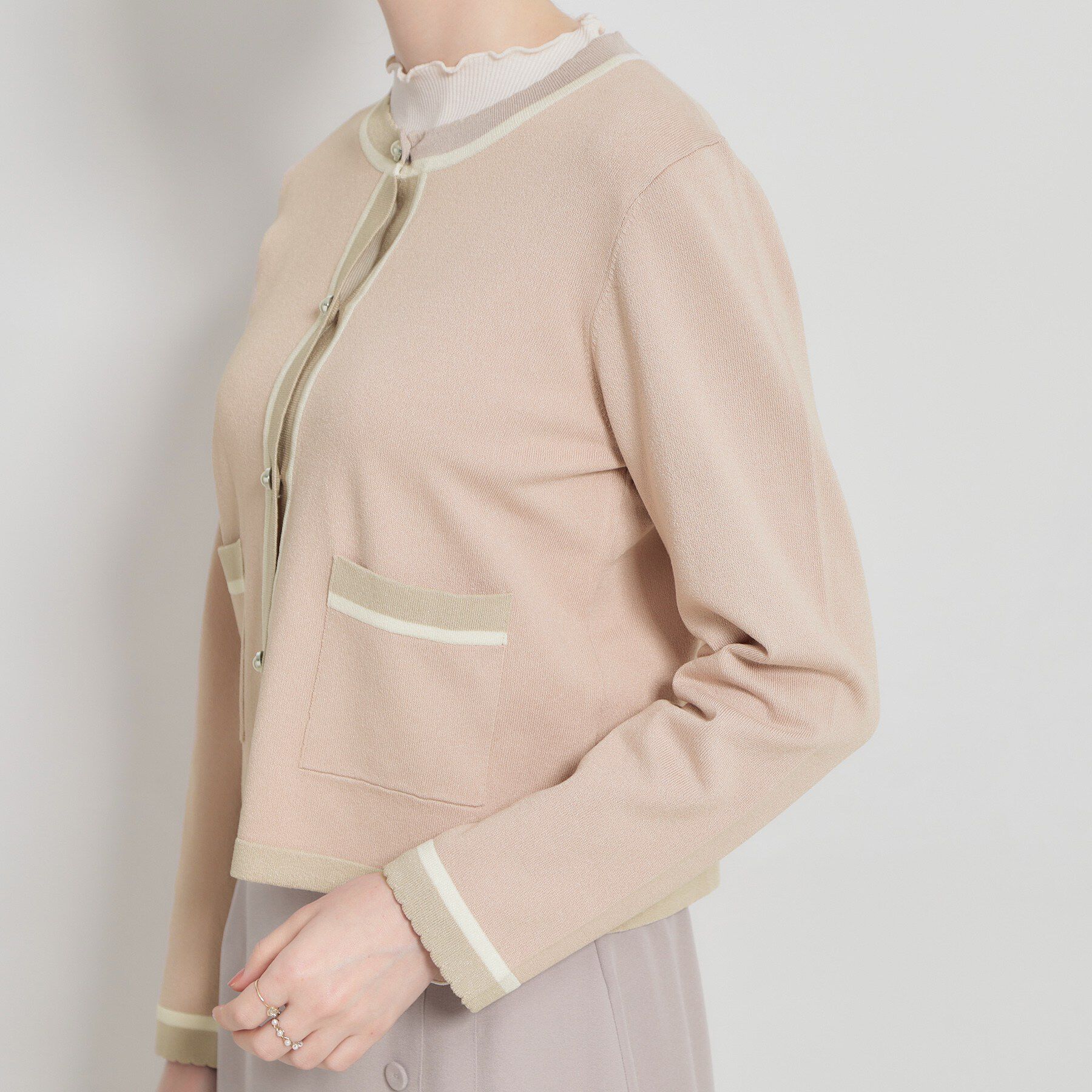 Couture broach「【洗える・着映え】SPRING配色カーディガン」|カーディガン|