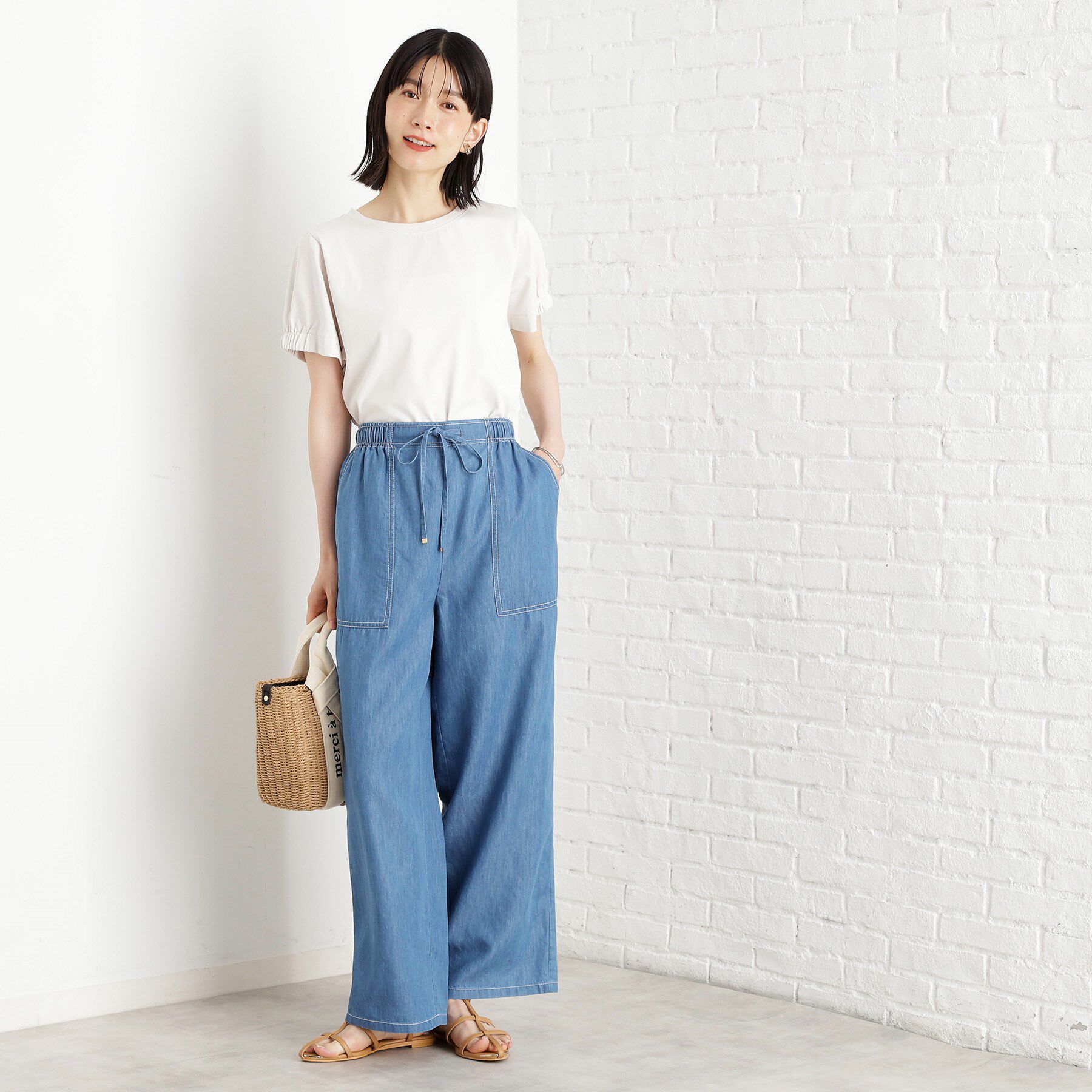 THE SHOP TK「デニムイージーワイドパンツ【洗える】」|その他|