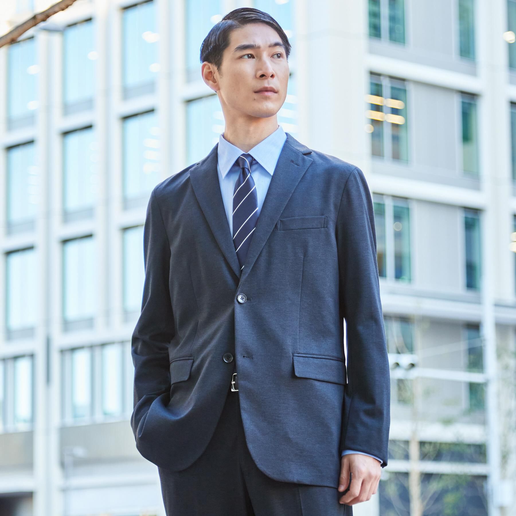 THE SHOP TK「【動きやすい、快適ビジネスジャケット】TRジャージ ジャケット　セットアップ可/洗濯機OK/ストレッ」|テーラードジャケット|