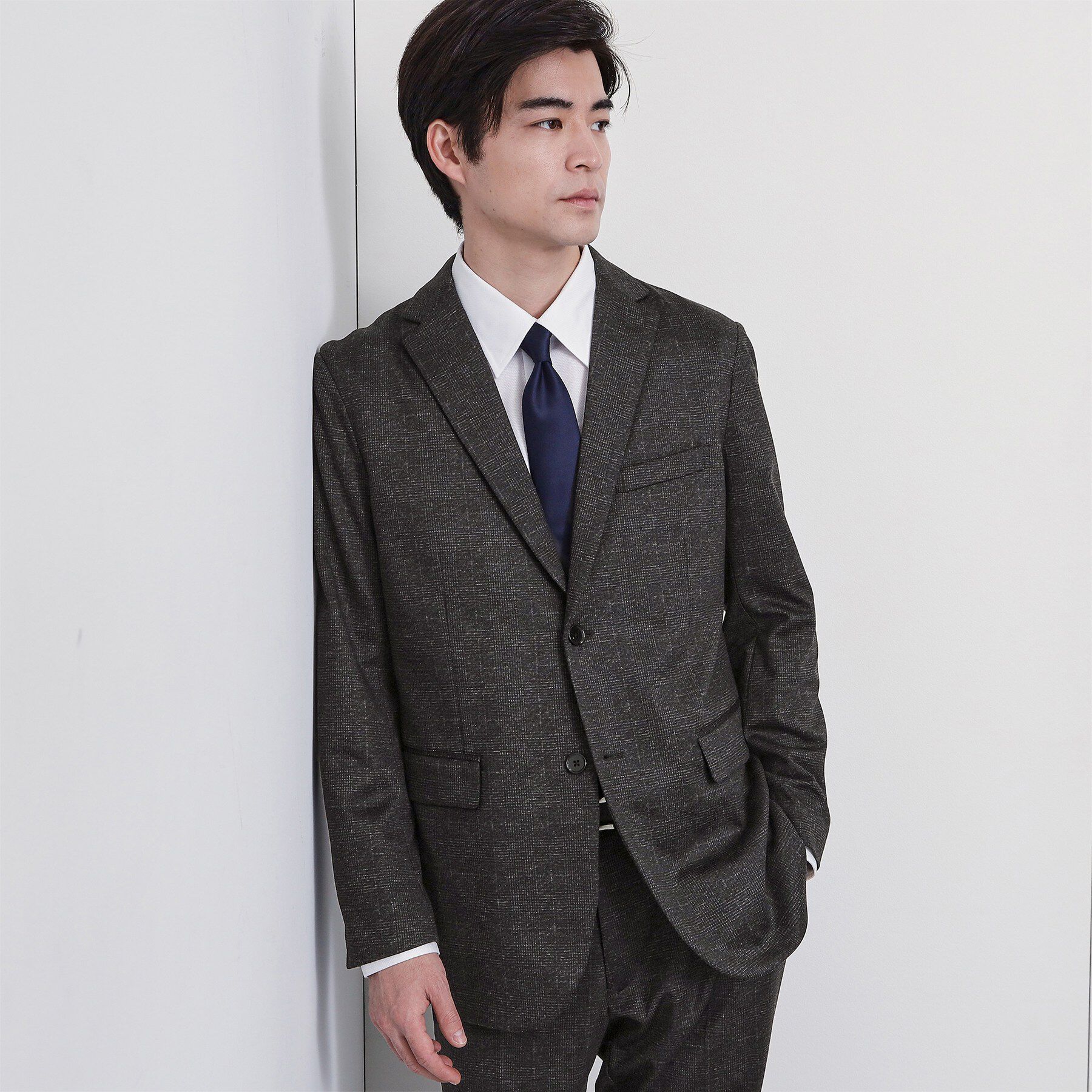 THE SHOP TK「【動きやすい、快適ビジネスジャケット】TRジャージ ジャケット　セットアップ可/洗濯機OK/ストレッ」|テーラードジャケット|チャコールグレー(2