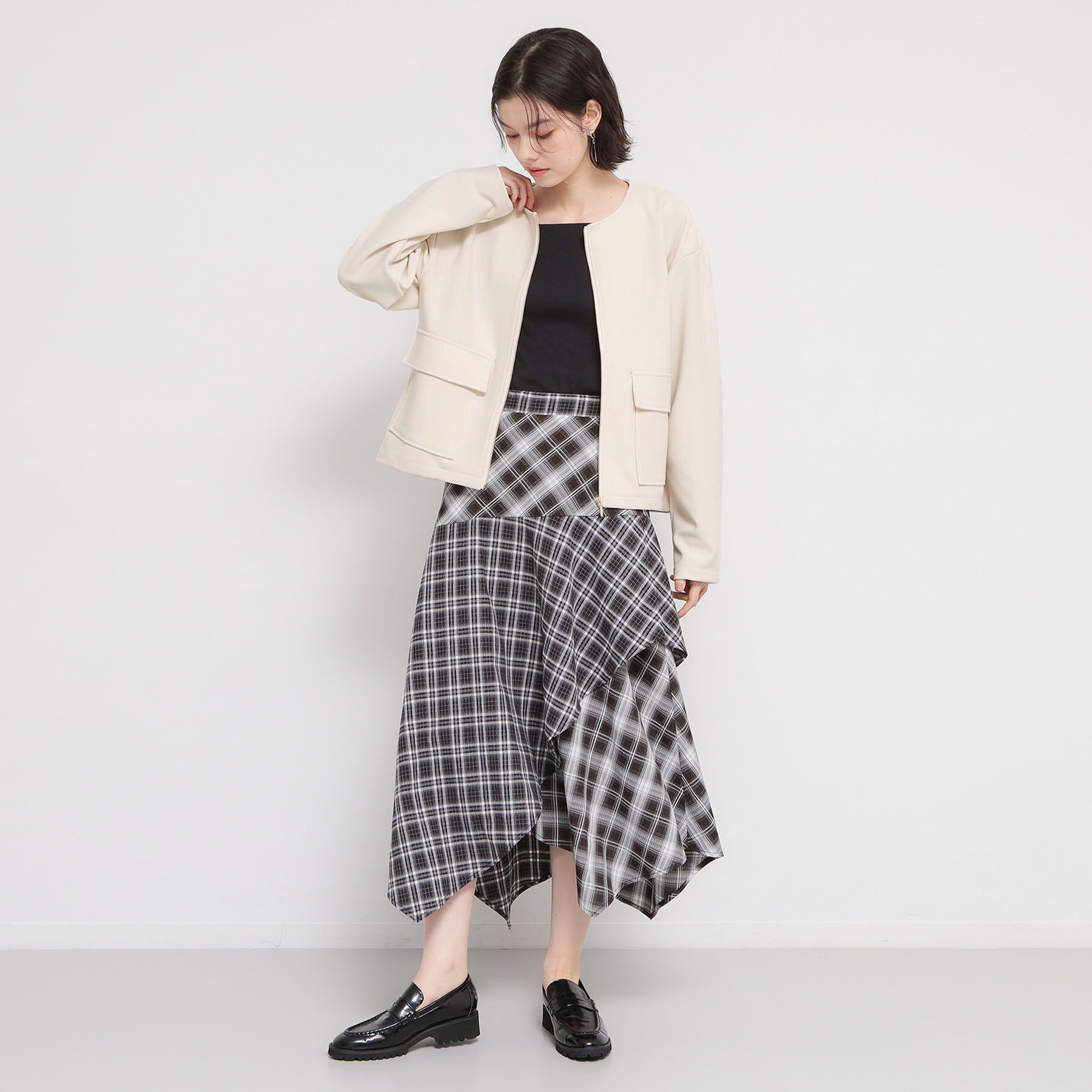 THE SHOP TK「ダンボールカルゼジャケット」|ノーカラージャケット|