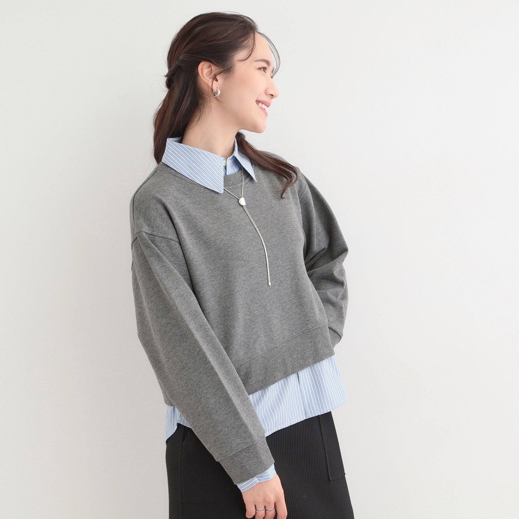 SHOO･LA･RUE「シャツレイヤード風 スウェット」|パーカー|