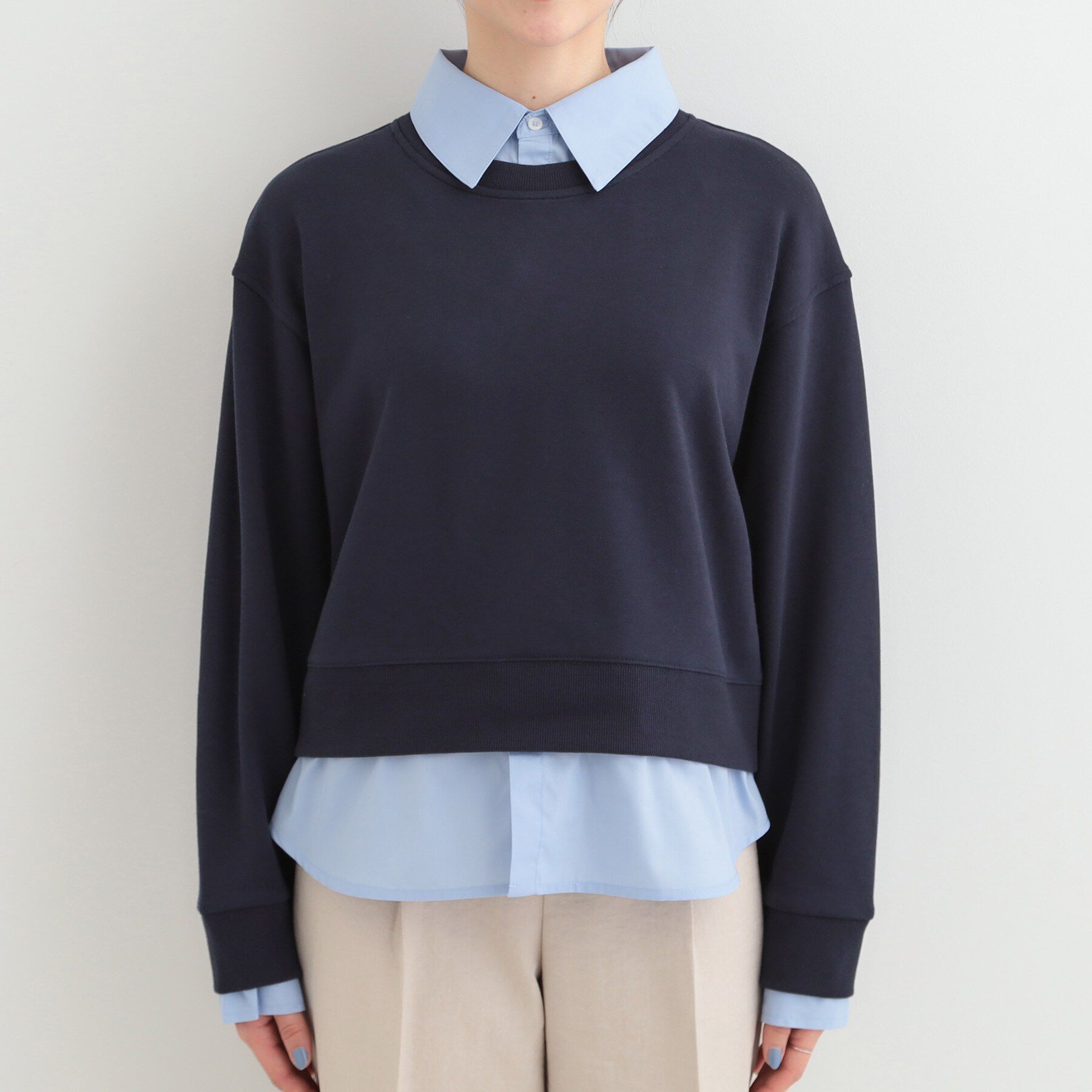 SHOO･LA･RUE「シャツレイヤード風 スウェット」|パーカー|