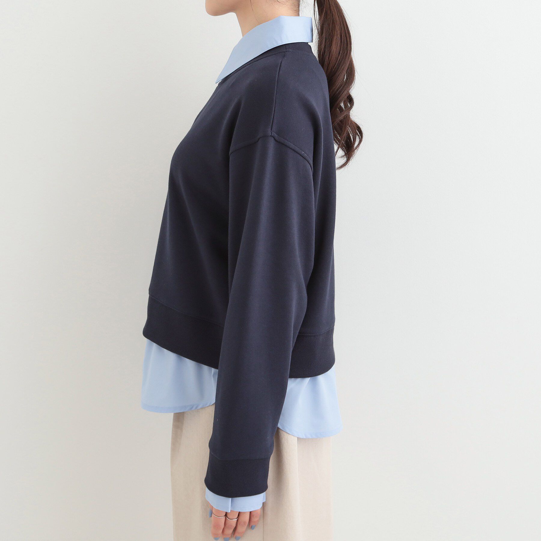 SHOO･LA･RUE「シャツレイヤード風 スウェット」|パーカー|