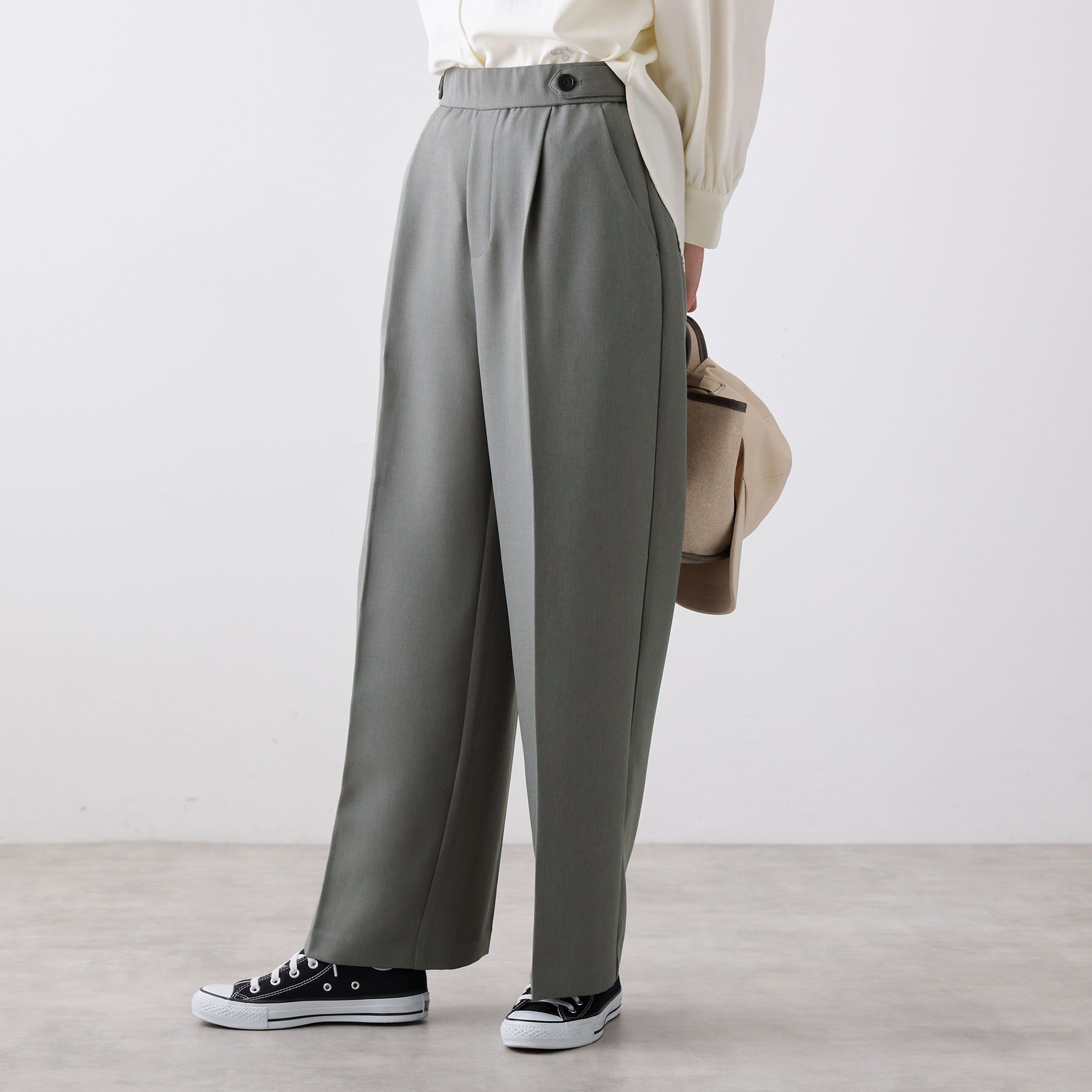 Dessin「【洗える】サイドボタンセミワイドパンツ」|その他|