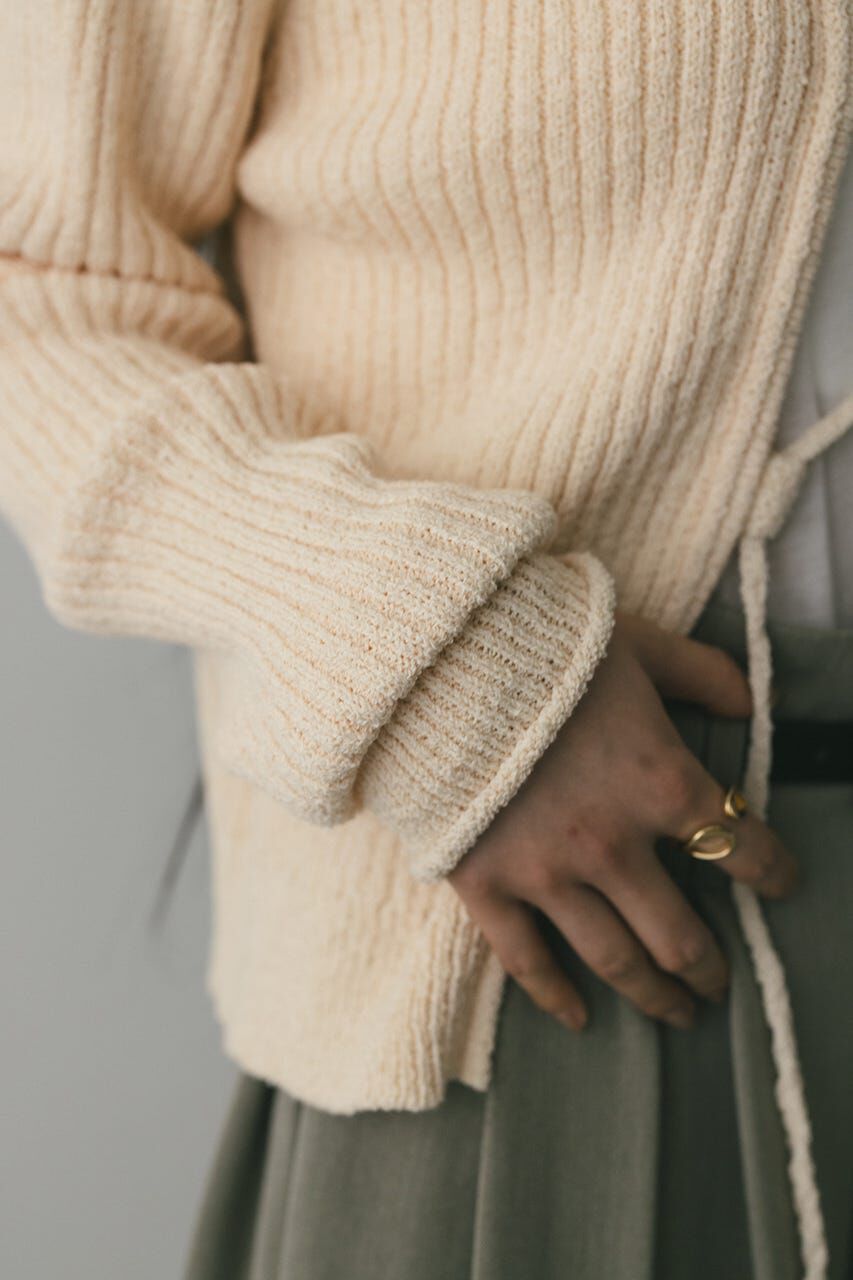 STYLEMIXER「レースアップリブニットトップ」|ニット・セーター|