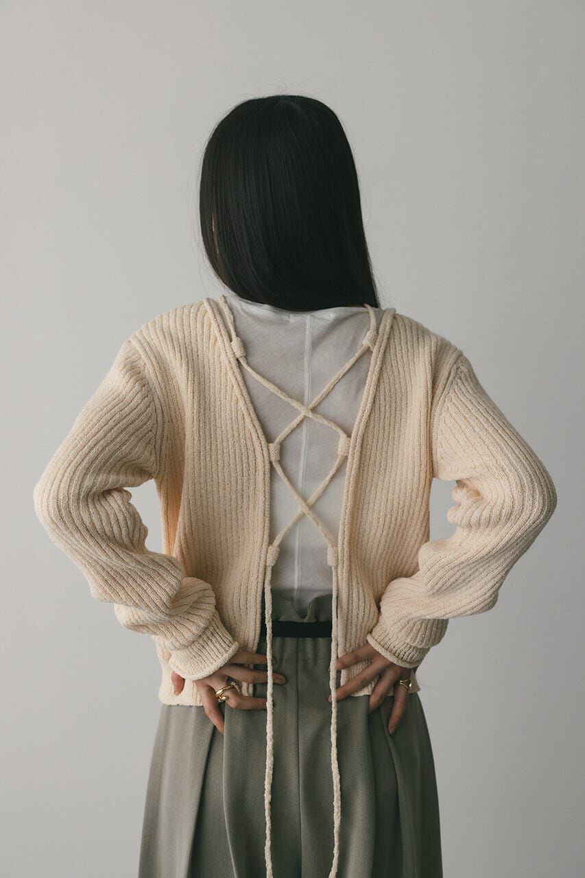 STYLEMIXER「レースアップリブニットトップ」|ニット・セーター|