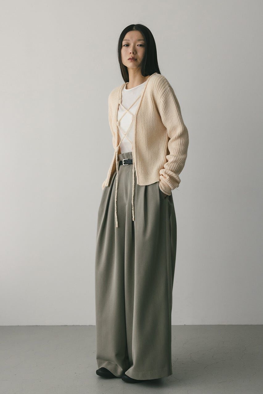 STYLEMIXER「レースアップリブニットトップ」|ニット・セーター|