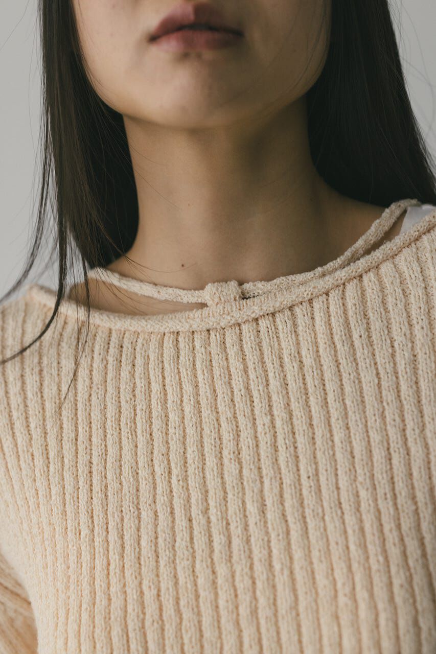 STYLEMIXER「レースアップリブニットトップ」|ニット・セーター|