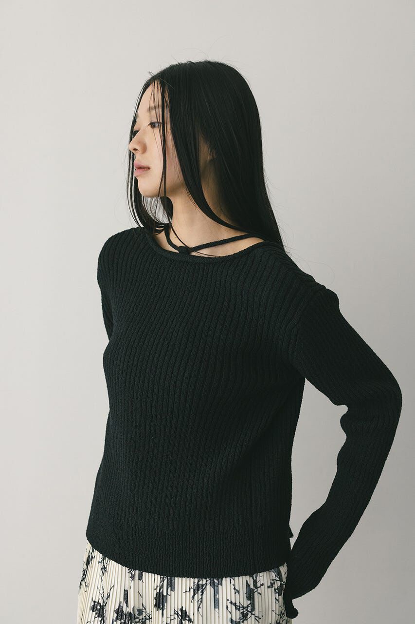 STYLEMIXER「レースアップリブニットトップ」|ニット・セーター|