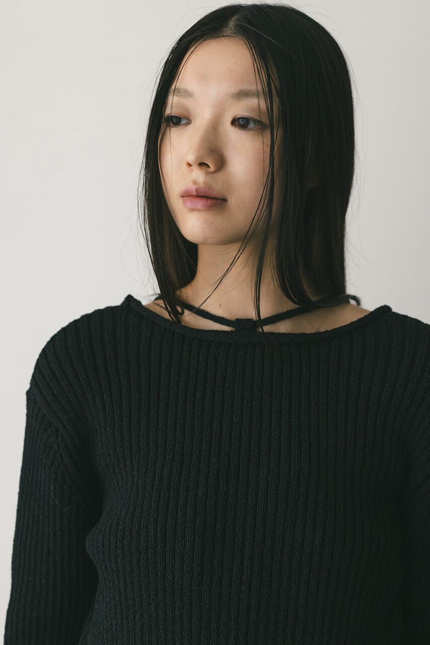 STYLEMIXER「レースアップリブニットトップ」|ニット・セーター|