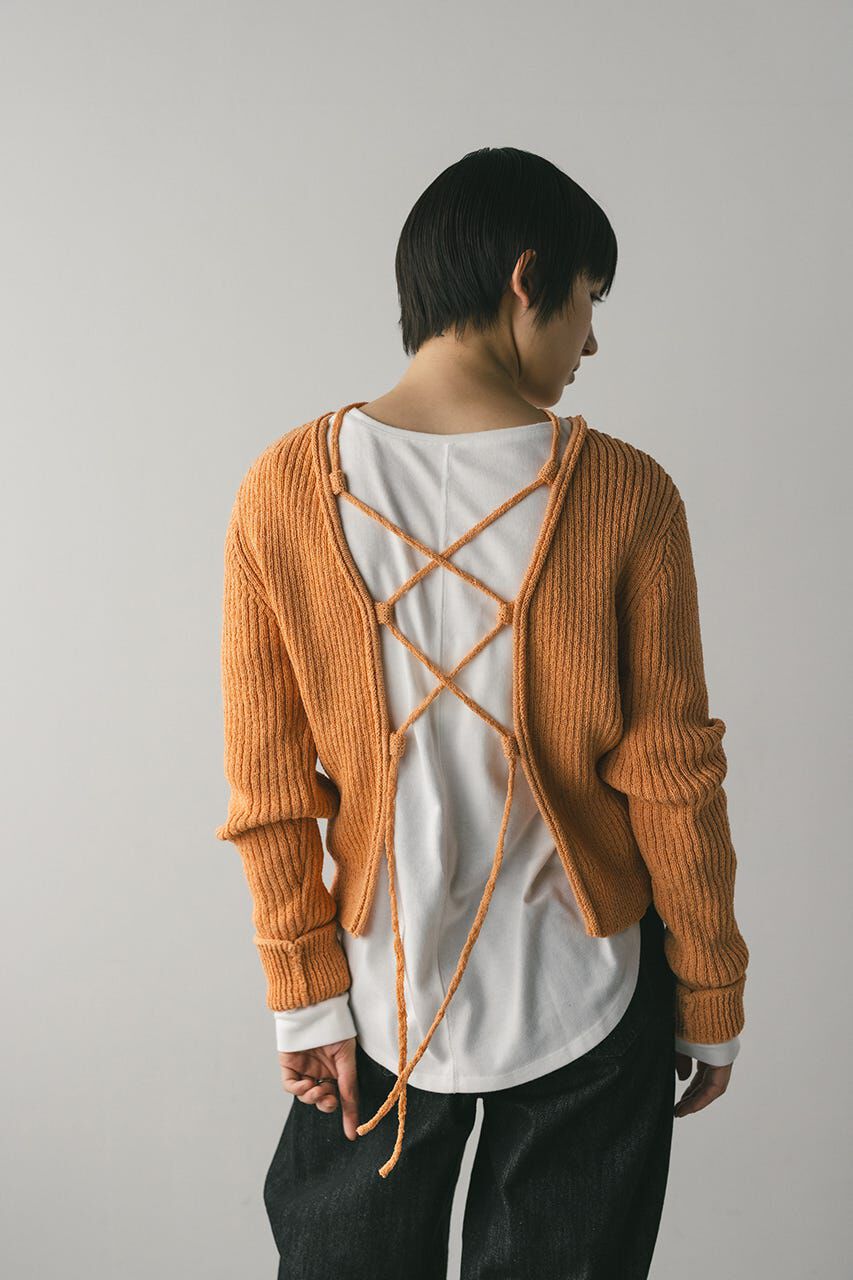 STYLEMIXER「レースアップリブニットトップ」|ニット・セーター|