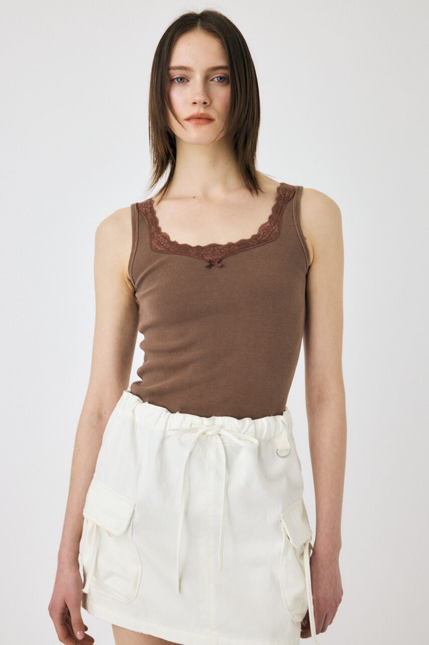 MOUSSY「LACE TRIM タンクトップ」|タンクトップ|BRN