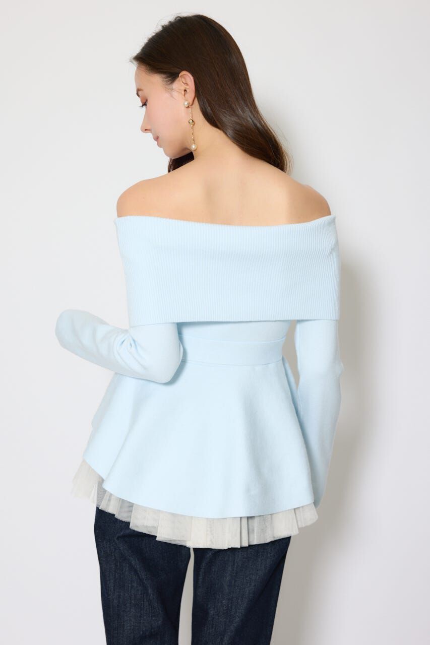 rienda「チュールレイヤードペプラムニットトップス」|ニット・セーター|