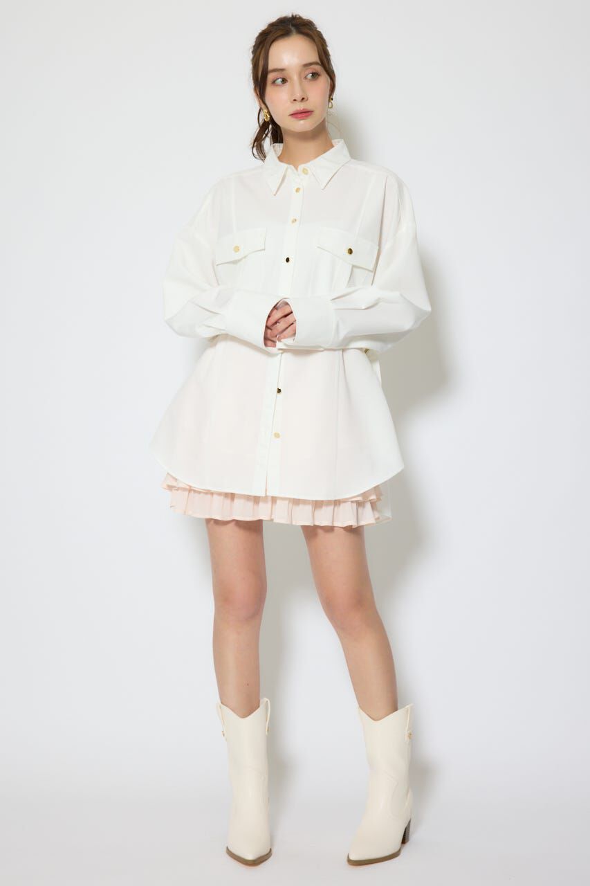 rienda「ベルトディティールビッグシャツ」|シャツ・ブラウス|