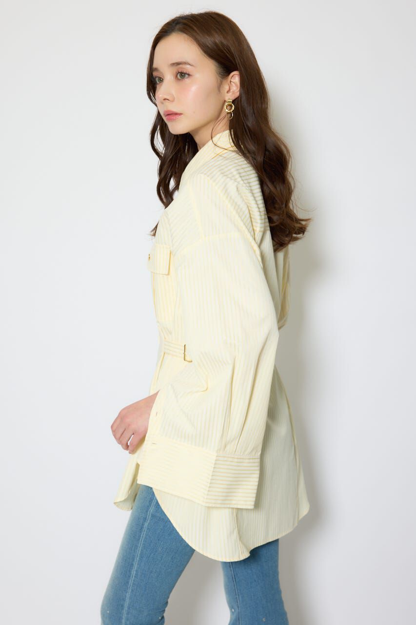 rienda「ベルトディティールビッグシャツ」|シャツ・ブラウス|