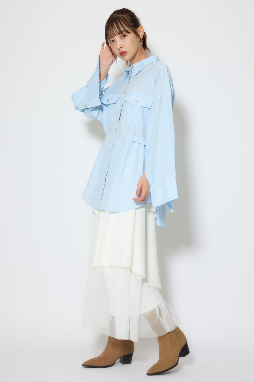 rienda「ベルトディティールビッグシャツ」|シャツ・ブラウス|