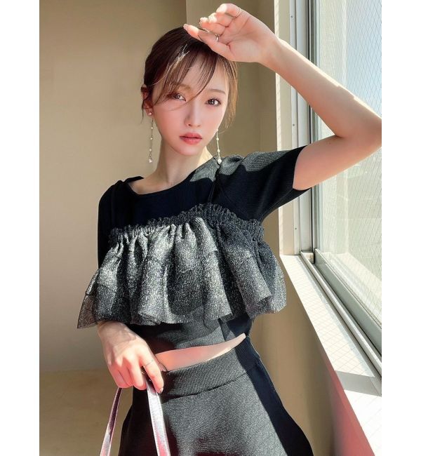 RESEXXY「ラメチュールキャミセットニットトップス【セットアップ着用可能】」|ニット・セーター|