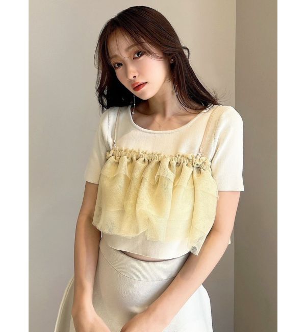 RESEXXY「ラメチュールキャミセットニットトップス【セットアップ着用可能】」|ニット・セーター|