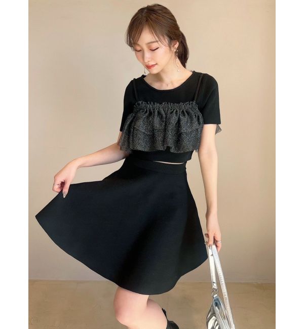 RESEXXY「ラメチュールキャミセットニットトップス【セットアップ着用可能】」|ニット・セーター|