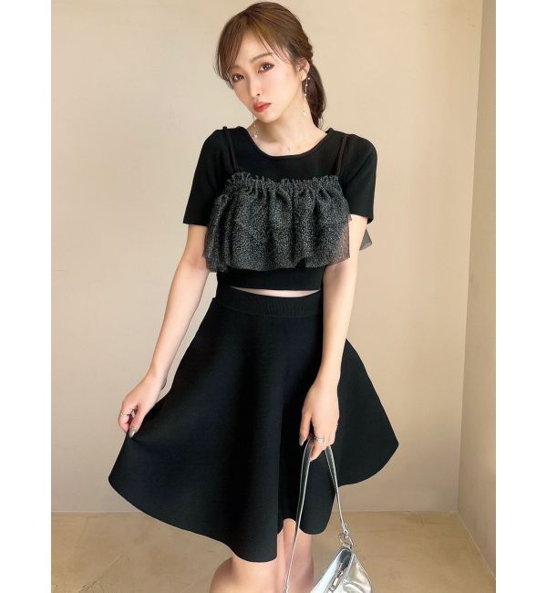 RESEXXY「ラメチュールキャミセットニットトップス【セットアップ着用可能】」|ニット・セーター|