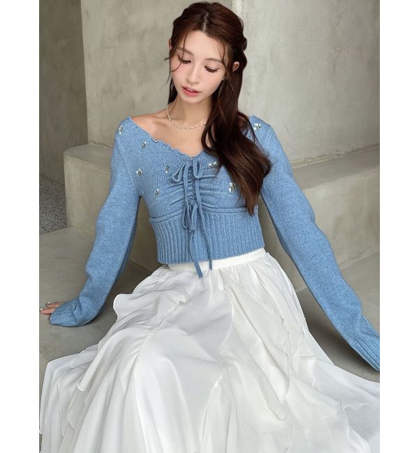 RESEXXY「フラワーエンブロイダリーニットトップス」|ニット・セーター|